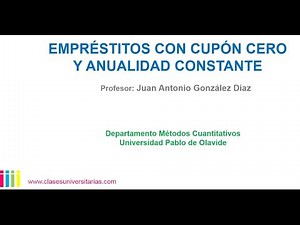 Matemáticas Financieras. Empréstito con Cupón Cero.
