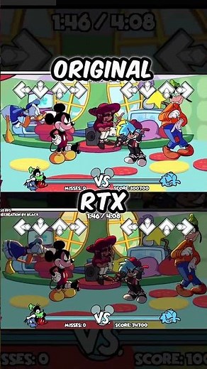 FNF VS MOUSE ULTIMATE VEHEMENT (ORIGINAL VS RTX) #fnf #fnfmod #mickeymouse #shorts