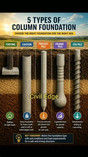 5 different types of column foundation that every engineer know