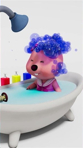 Pop! Pop! Rainbow Bubble Bath Time! 🧼 #learncolor #Shorts