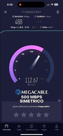 Megacable 500 Megas Simetricos | Speedtest