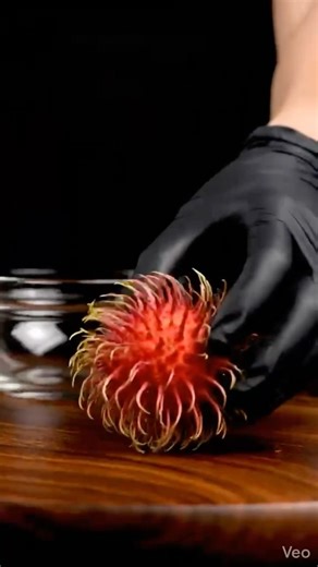 🍒 4K ASMR: Gloved hands peel juicy rambutans. Hairy tear, sweet pop! #ASMR #RambutanSlice ✨