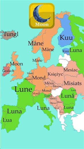 How to say Moon | European Languages Comparison #shorts #comparison #map