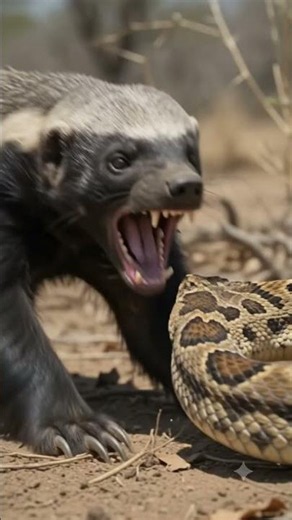 Puff adder ambushes honey badger