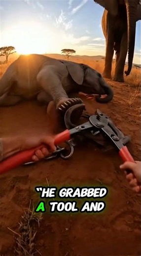 Baby elephant trapped! Hero elephant saves it! 🐘❤️ #AnimalRescue #ElephantHero #Shorts #wildlife