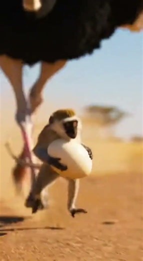 Monkey Steals Giant Ostrich Eggs — Then Gets Chased 🥚🐒🦤