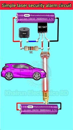 laser security alarm circuit using LDR BC 547 transistor #youtubeshorts