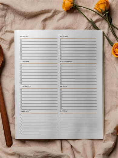 Weekly Planner Printable PDF – Minimal Undated Weekly Schedule Template, Monday & Sunday Start, Letter Size Download - Etsy
