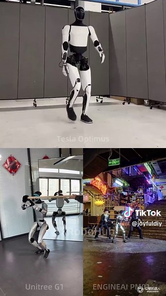 Humanoid Robot Dance Battle Featuring Optimus and Unitree G1
