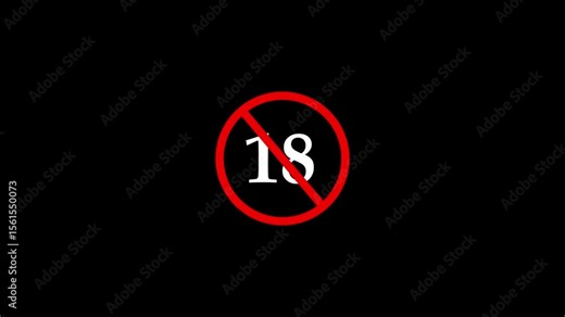 No Under 18 Sign Icon Animation with Bold Red Circle and Crossed Out 18 Number for Age Restriction Warnings