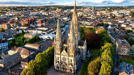 St. Colman’s Cathedral overlooking Cobh’s coastal town
