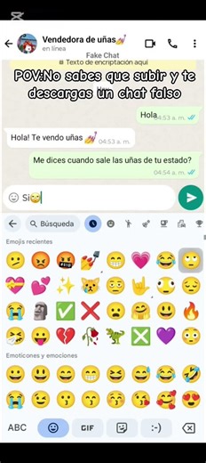 y lo mejor esque tiene los emojis de iPhone JAJAJAJAJAJA [#Trend #chatfake]