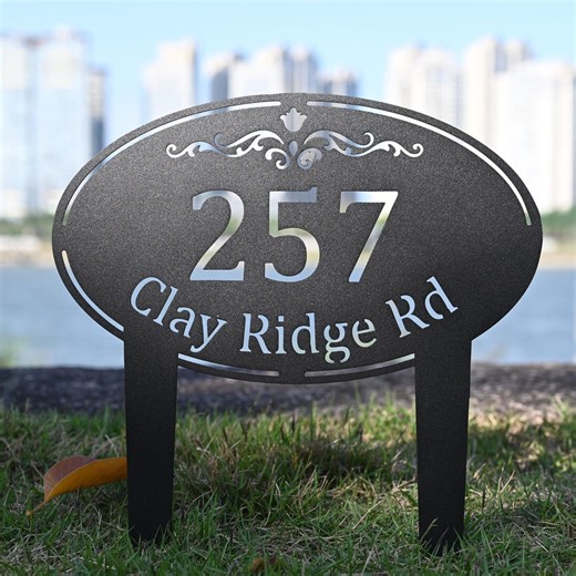 Custom Address Sign, Yard Address Stake, Personalized House Number Sign, Oval Address Plaque, New Home Gift, Address Number Sign, Lawn Sign - Etsy UK