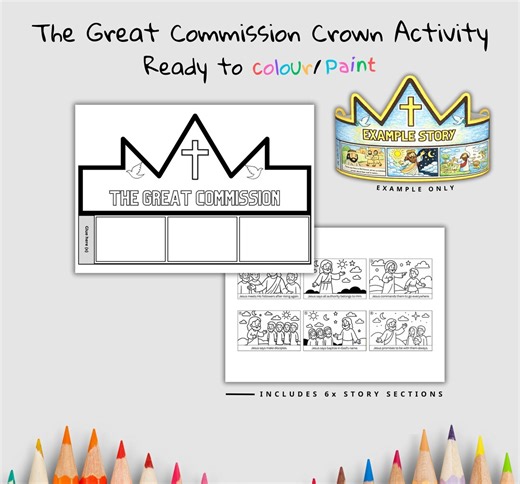 Great Commission Bible Crown Printable | Share Your Faith Craft | Christian Activity | Sunday School Coloring Craft - Etsy