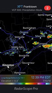 For those wondering, these storms in eastern Ontario are non-severe besides lightning. Gusty winds possible and torrential downpours. What are you experiencing? - Adam S. | Ontario Storm Watch