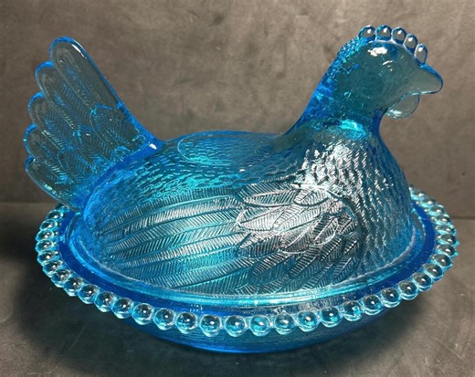 Vintage HON Indiana Glass Company Rare Blue Horizon Covered Dish Hen on Nest 5.5” T X 7” L X 5.5” W Carnival Candy Dish Excellent Condition - Etsy