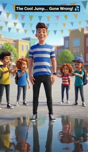 The Cool Jump… Gone Wrong! 💦🤣#FunnyStory#SchoolFail#ComedyMoments#SplashFail#Entertainment#TeenFun