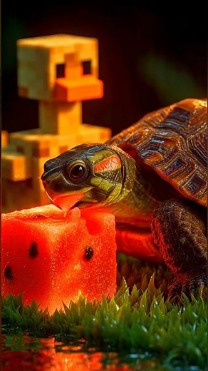 Relaxing Minecraft Moment 🐢🍉 | Turtle Eating Sounds