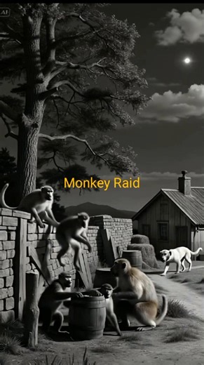 CCTV captured Group of Monkeys Break Into Farm – What Happens Next Is Viral!” #farm #dog #monkey