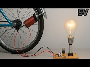 Realistic Bicycle Generator Producing 5V to Power a Light Bulb | DIY Electricity Project