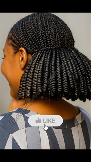 Fine feed-in cornrows sweep back into a compact bob; rope-like coils at the nape add bounce and clean structure.✨ #cornrowbob | The best women's haircuts.