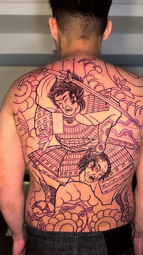 Khung Samurai Nhật Cổ: Hình Xăm Full Lưng Tuyệt Đẹp