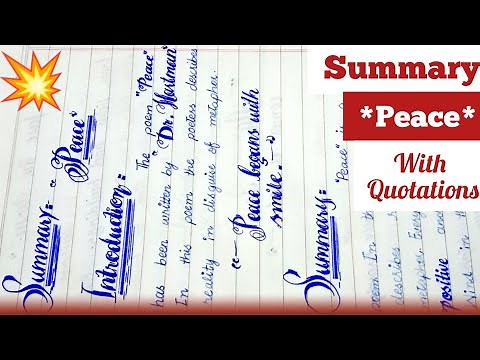 Summary "Peace" with quotations| with best paper presentation for class 10th 💥✨