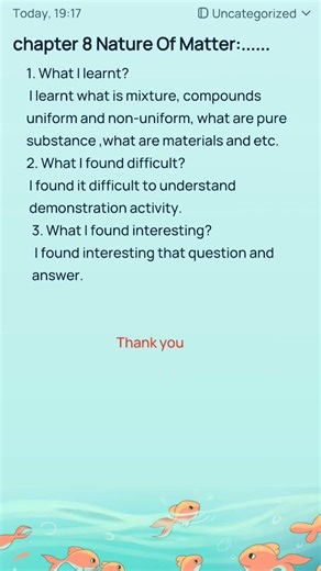 class 8 science learner diary chapter 8 Nature of matter:elements, compounds, and mixture