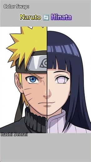 Naruto X Hinata Color Swap 💛💜 #naruto #hinata #art