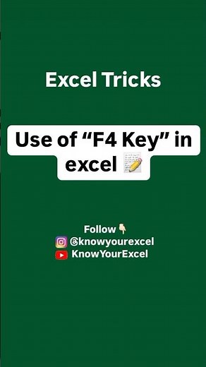 Use of F4 Key in excel 🤯