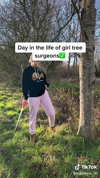 Professional Tree Worker Girl Performing Tree Surgery