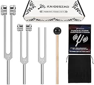 Tuning Forks Set(128Hz,256Hz,512Hz) Medical-Grade Weighted & Unweighted Tuning Fork for Healing Chakra/Sound Therapy/Yoga and Meditation Frequency Healing Devices Good Gift for Women