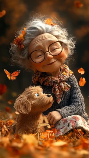 Austin Animations I AI Art I AI Animations | She didn’t choose the cozy life — the cozy life chose her 🍁💛 #CozyAutumn #WholesomeVibes #CuteAnimation #FallFeels #GrandmaGoals #DogLove... | Instagram