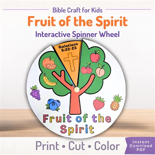 Fruit of the Spirit Spinner Wheel Craft for Kids | Sunday School Activity Printable | Galatians - Etsy