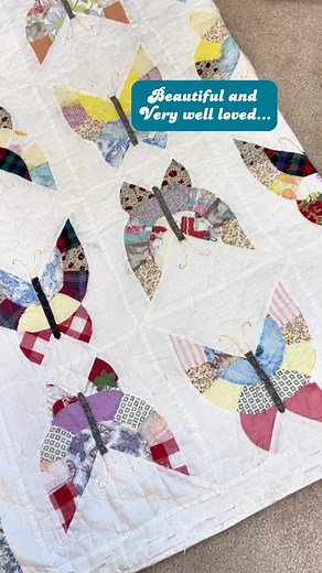 33 reactions | What are your thoughts about leaving the “shabby” in the shabby chic of a well loved quilt? Can we normalize a little tattered and torn like we do with our jeans? At least this happened organically and not artificially “distressed”. Thoughts??? And can we talk about this Dolly Parton song? It’s definitely going on a play list. #shabbystyle #shabbychic #distress #welllovedquilts #butterflyquilt | Sully's Upcycled | Facebook