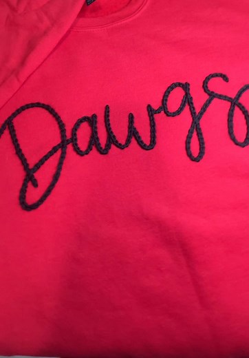 Chain Stitch Embroidery for Game Day Sweatshirt