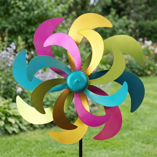 Large Colorful Kinetic Wind Spinner - Metal Yard Art - Double Rotating Garden Sculpture - Etsy