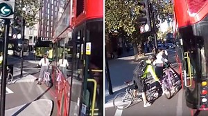 London bus driver filmed 'swerving into cyclist' during rush hour