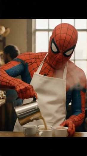 Spider-Man Mandrake having breakfast at the bakery #miranhamandrake #spiderman #marvel #bakery