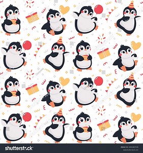 Birthday Vector Seamless Pattern Funny Dancing Stock Vector (Royalty Free) 2091067576 | Shutterstock