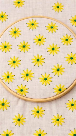 Easy Flower Embroidery 🌼 | Beginner Design | Mokshi_Designs #shorts