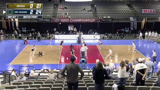 BRONCHOS WIN! Central Oklahoma 𝓼𝔀𝓮𝓮𝓹𝓼 Emporia State out of the MIAA Volleyball Championship and advances to Friday's semifinals! | UCO Broncho Athletics