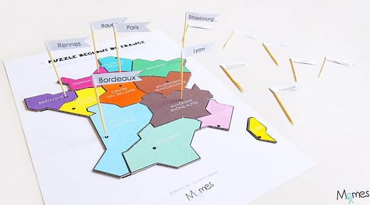 Puzzle à imprimer : régions de France à imprimer