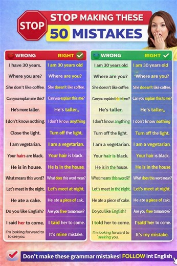 50 English Mistakes You Must Stop Making
