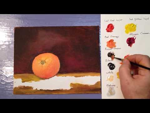 How to Paint an Orange (Beginners First Orange Painting Lesson)(Step by Step Tutorial)