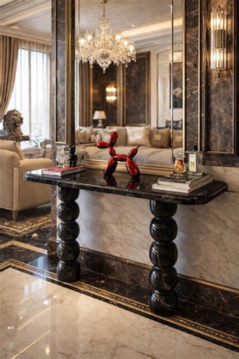 Luxury Black Marble Console Table – Handmade Stone Entryway Table With Sculptural Legs, Modern Italian Style Hallway Dresser - Etsy