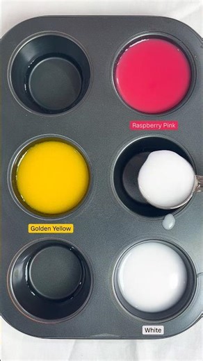 Guess the Color | White + golden yellow + raspberry pink #colormixing #amazing