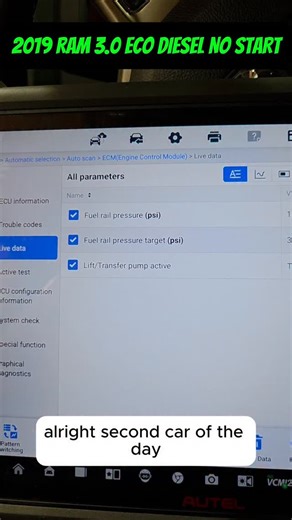 2018 Eco Diesel crank no start, no low pressure fuel. Low pressure fuel pump failed. Testing with LISLE Fuel Pressure Gauge. https://amzn.to/3YLSAUU | Tony Harlin