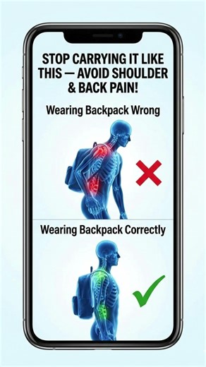 CORRECT BACKPACK USE | #backpain #shoulderpain #wellness #healthhacks #shorts #motivation