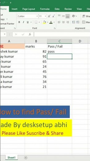 How to use IF Function in Excel | Pass or Fail Formula 📊